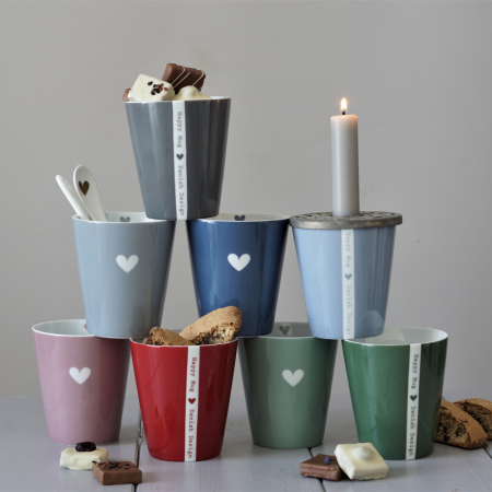 Preview: HAPPY MUG COLOURFUL HEART DUSTY GREEN